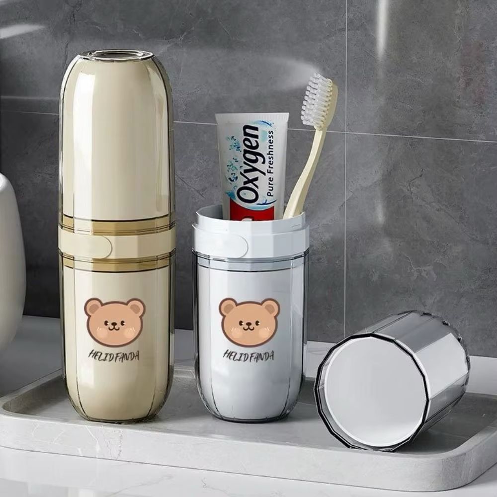 Triple Vaso Portacepillo de Viaje Helidfanda Gris