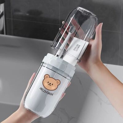 Triple Vaso Portacepillo de Viaje Helidfanda Gris