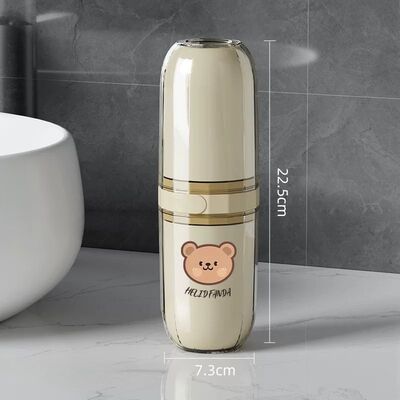 Triple Vaso Portacepillo de Viaje Helidfanda Marrón