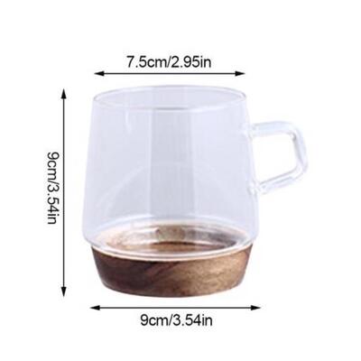 Taza de Vidrio Transparente con Portavaso de Madera 