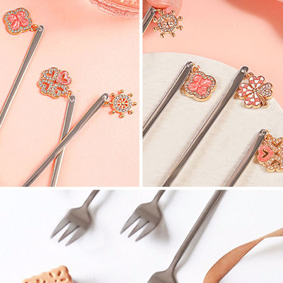 Set de Tenedores Plateados Pink Glitter x4unidades