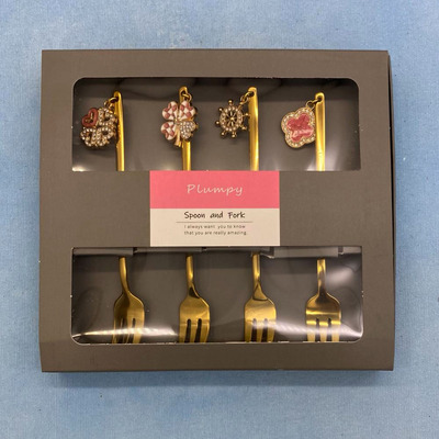 Set de Tenedores Dorados Pink Glitter x4unidades