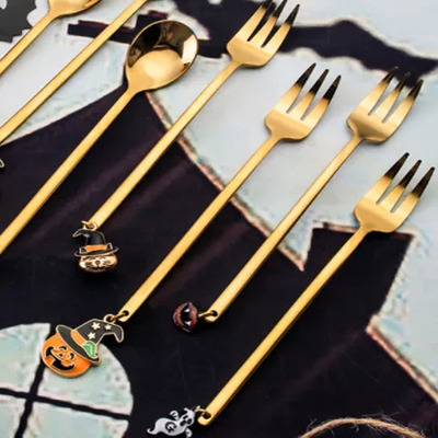 Set de Tenedores Dorados Halloween 4xunidades