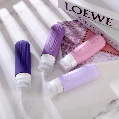 Set x 4 Botellas Siliconadas de Viaje Liso Violeta
