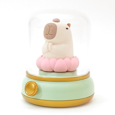 Lámpara Nocturna Regulable c/Carga USB Capybara Loto Verde