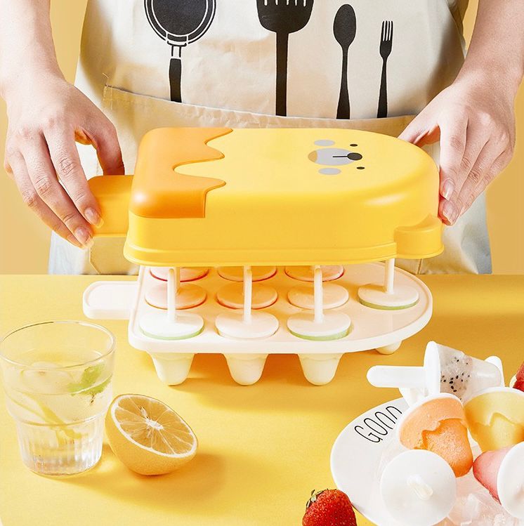 Molde para Helado Paleta de Oso Ice Case x10 Cubitos Amarillo