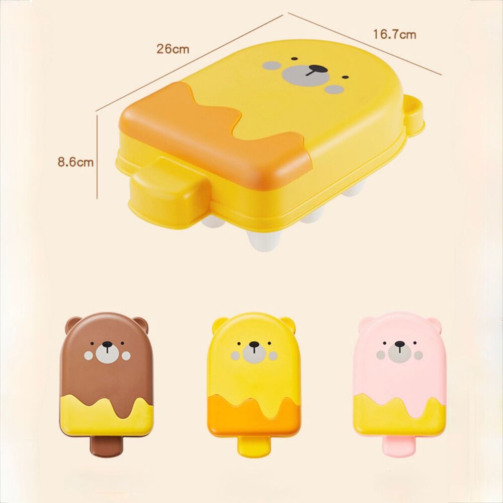 Molde para Helado Paleta de Oso Ice Case x10 Cubitos Amarillo