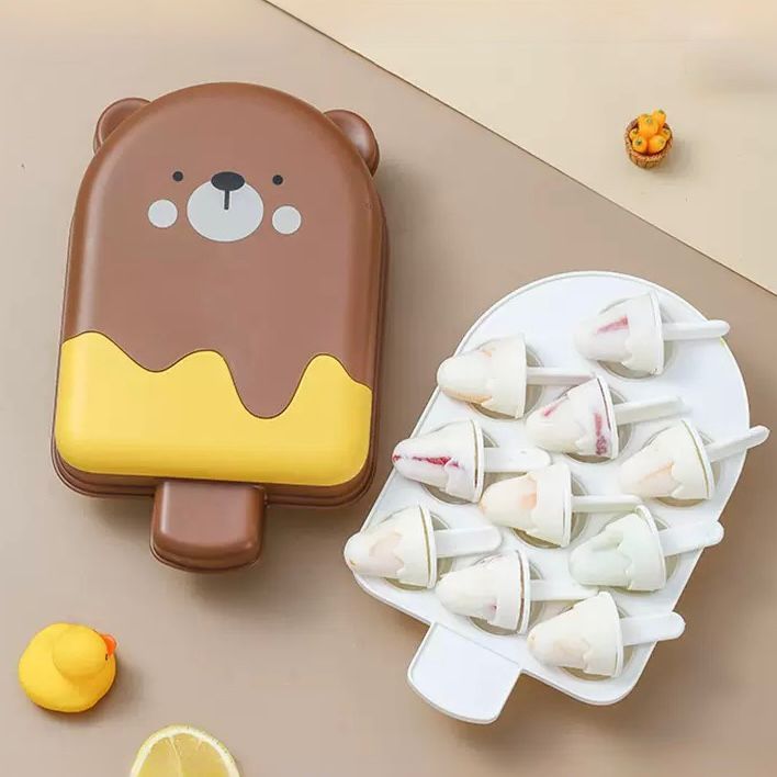 Molde para Helado Paleta de Oso Ice Case x10 Cubitos Marrón