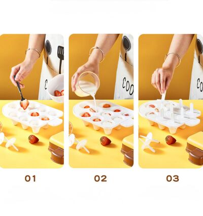 Molde para Helado Paleta de Oso Ice Case x10 Cubitos Marrón