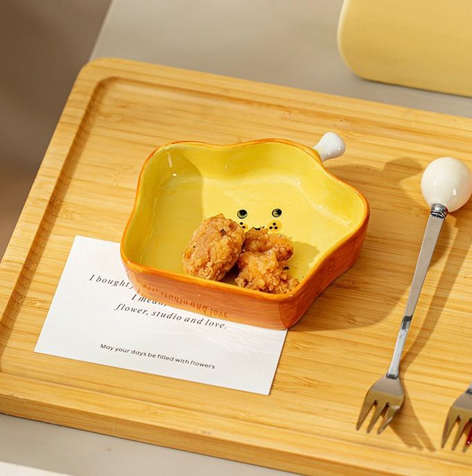 Mini Plato de Cerámica Diseño Toast - 9.8*9*2.4 cm