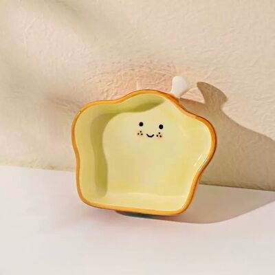 Mini Plato de Cerámica Diseño Toast - 9.8*9*2.4 cm