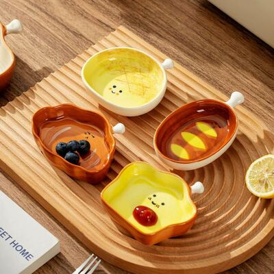 Mini Plato de Cerámica Diseño Toast - 9.8*9*2.4 cm