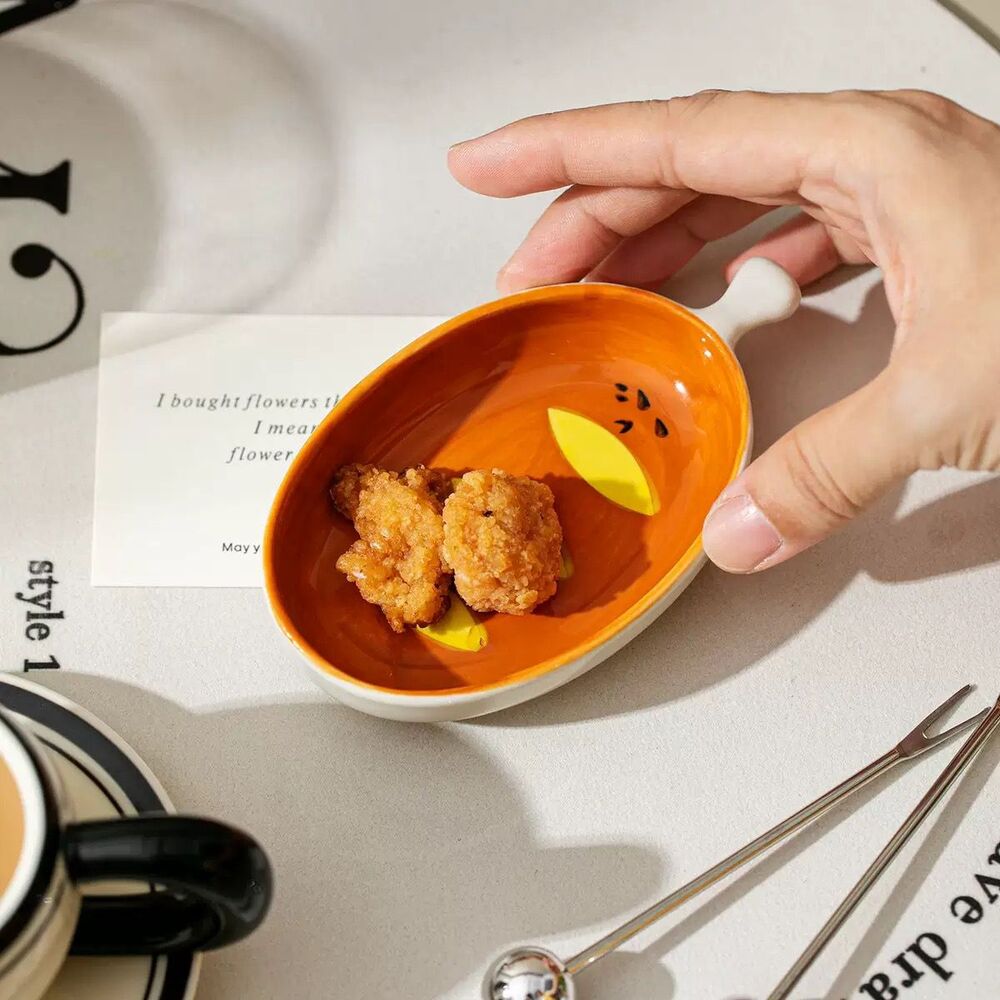 Mini Plato de Cerámica Diseño Baguette - 12.5*7.2*2.4 cm