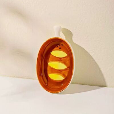 Mini Plato de Cerámica Diseño Baguette - 12.5*7.2*2.4 cm