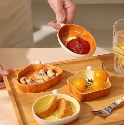 Mini Plato de Cerámica Diseño Baguette - 12.5*7.2*2.4 cm