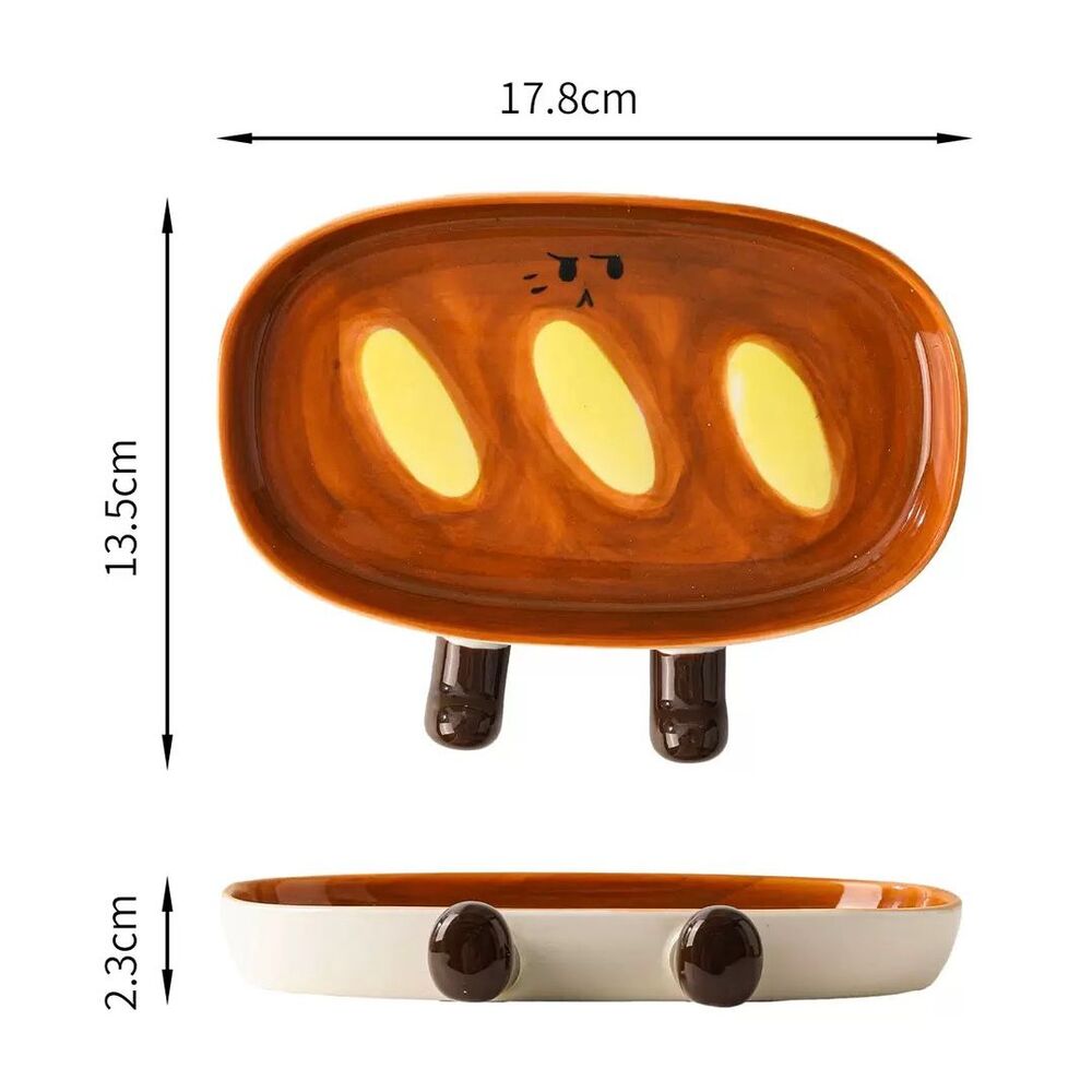 Plato de Cerámica Diseño Baguette - 17.7*13.5cm / Marrón