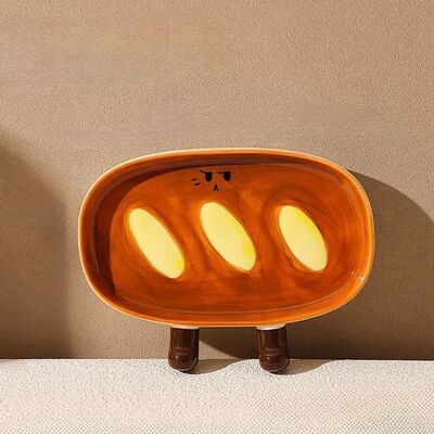 Plato de Cerámica Diseño Baguette - 17.7*13.5cm / Marrón