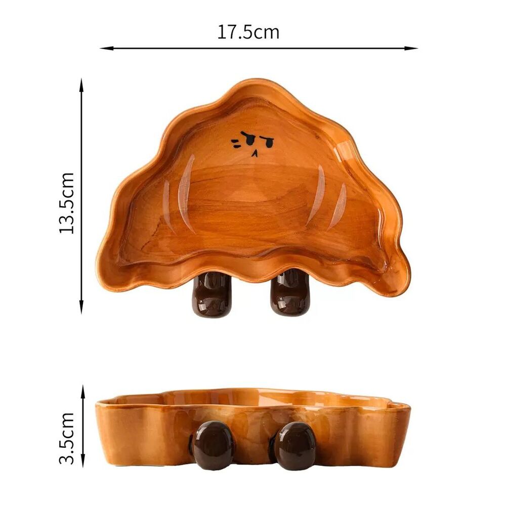 Plato de Cerámica Diseño Croissant - 17.2*13.8cm / Marrón