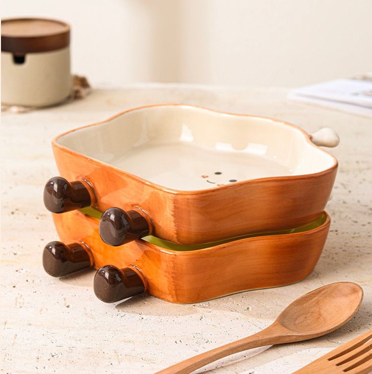 Plato de Cerámica Diseño Toast - 18.5*17.4*3.6 cm