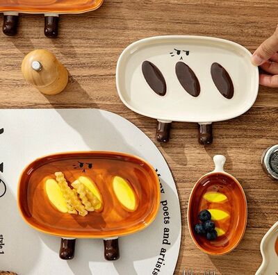 Plato de Cerámica Diseño Baguette - 17.7*13.5 cm / Blanco