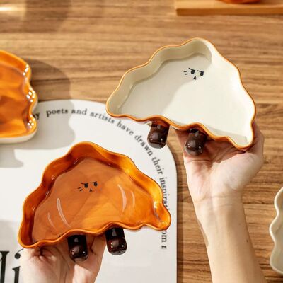 Plato de Cerámica Diseño Croissant - 17.2*13.8 cm / Blanco