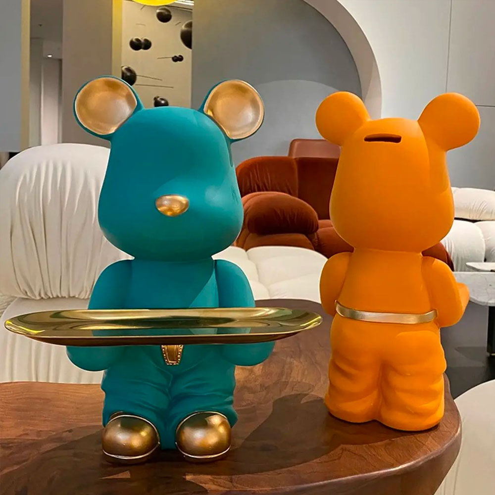 Mr. Bear de Resina Decorativo Orange - Bandeja
