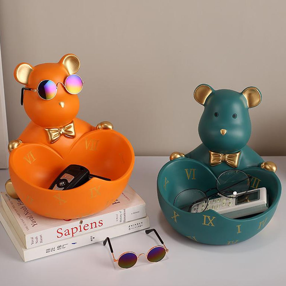 Mr. Bear Glasses Green Decorativo de Resina + Lentes de Regalo