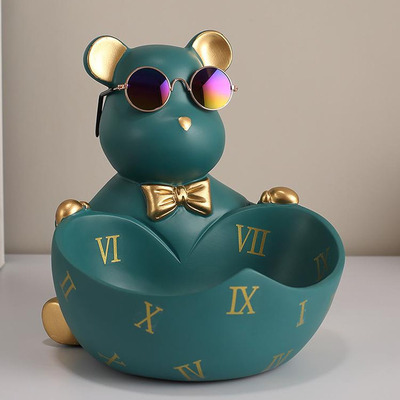 Mr. Bear Glasses Green Decorativo de Resina + Lentes de Regalo