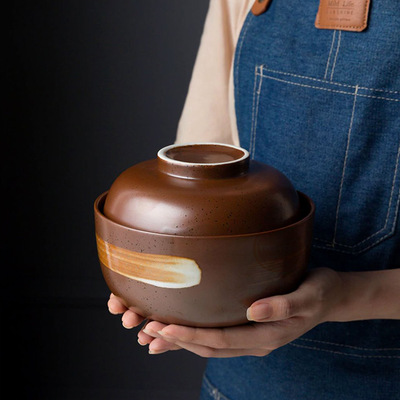 Cuenco de Ceramica con Tapa Marron - M
