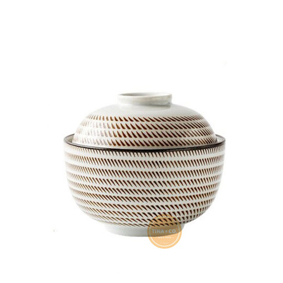 Cuenco de Ceramica con Tapa Lineas Horizontales - M