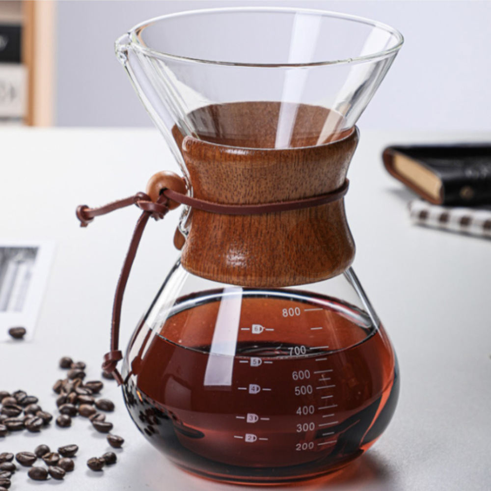 Cafetera de Vidrio Borosilicato con Filtro de Acero Inoxidable - 800ml