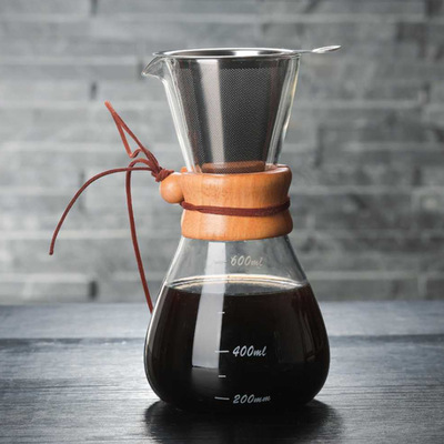 Cafetera de Vidrio Borosilicato con Filtro de Acero Inoxidable - 600ml