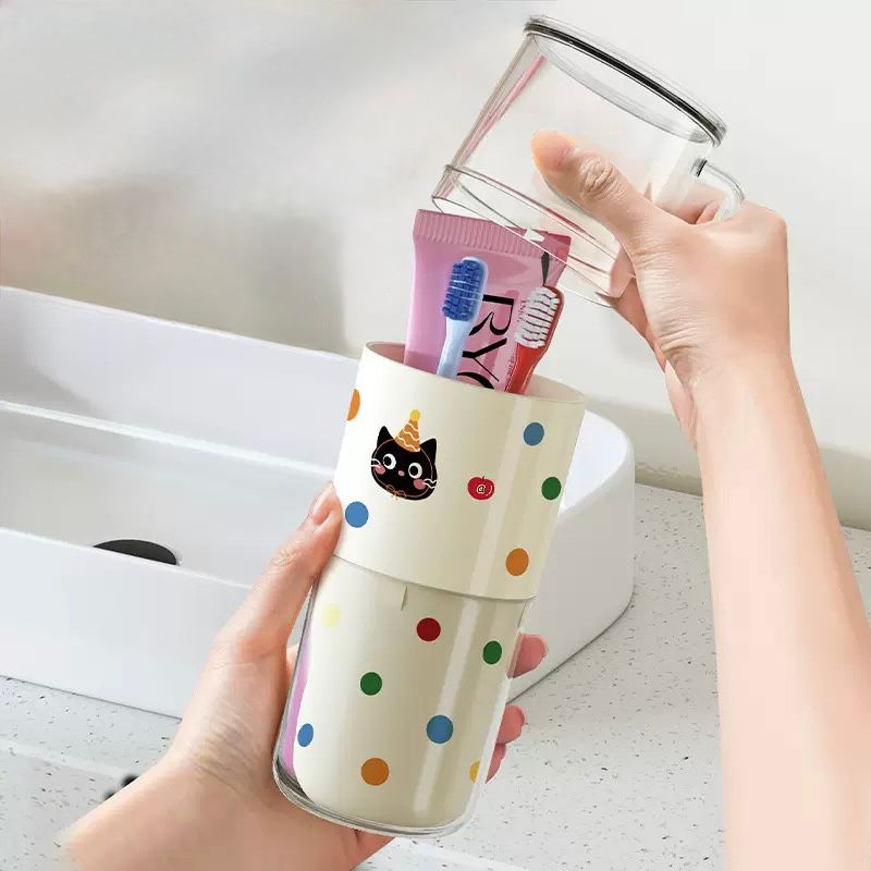 Triple Vaso Portacepillo de Viaje Gato