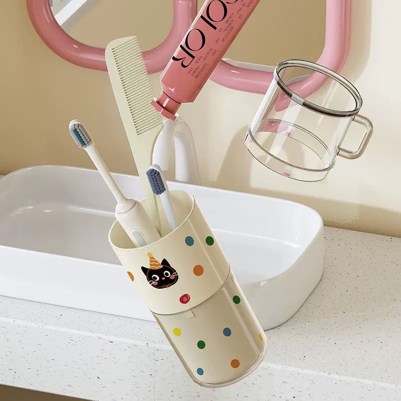 Triple Vaso Portacepillo de Viaje Gato