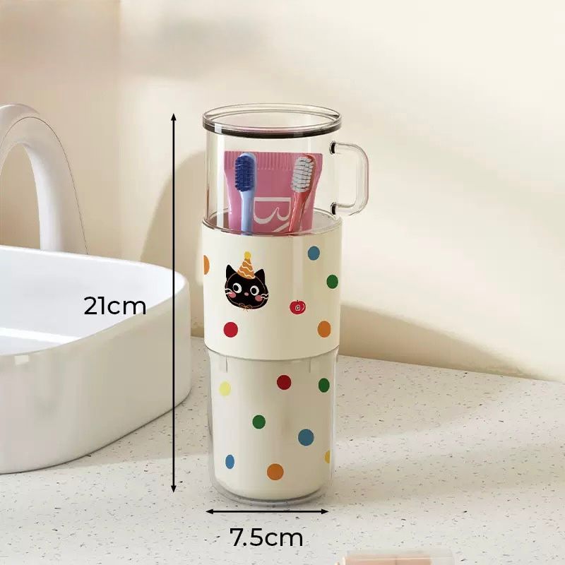 Triple Vaso Portacepillo de Viaje Gato
