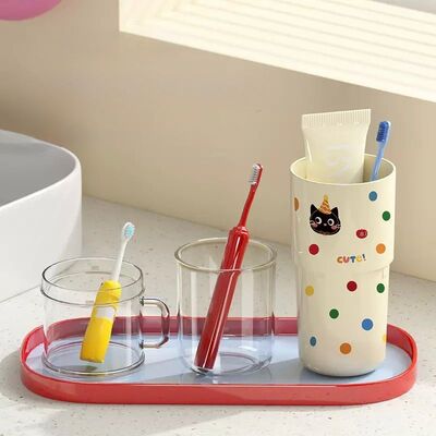 Triple Vaso Portacepillo de Viaje Gato