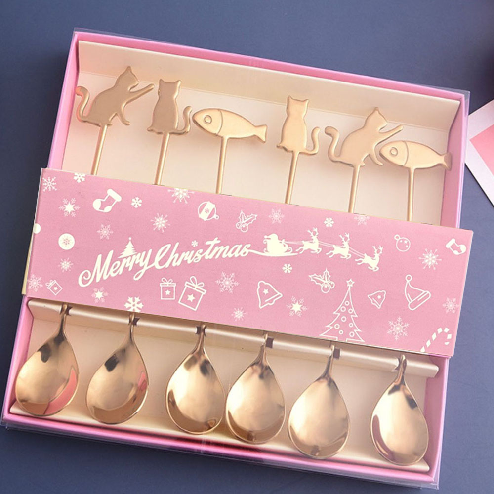 Cucharitas Gatio&Pez Doradas x6unidades + Caja 