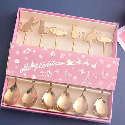 Cucharitas Gatio&Pez Doradas x6unidades + Caja 