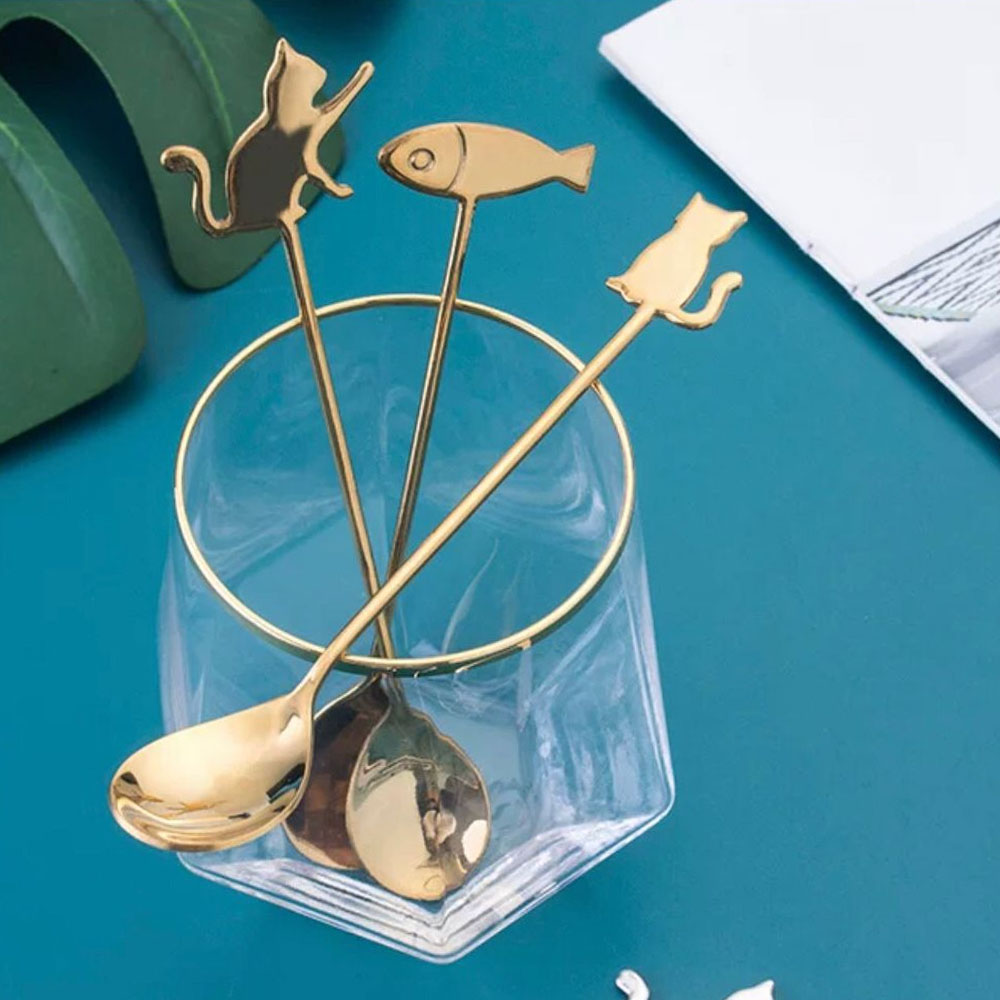 Cucharitas Gato&Pez Doradas x6unidades