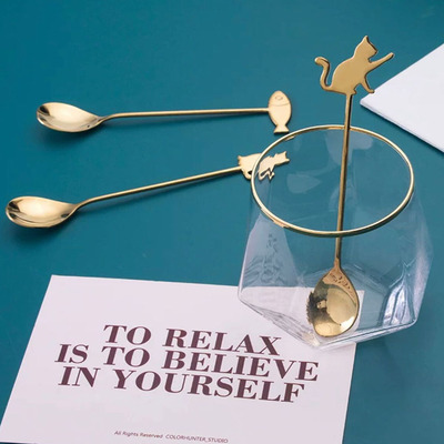 Cucharitas Gato&Pez Doradas x6unidades