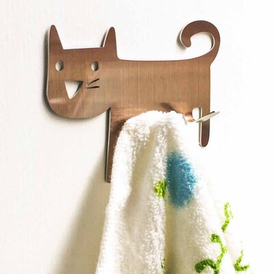 Gancho de Metal Colgante con Adhesivo Diseño Gatitos