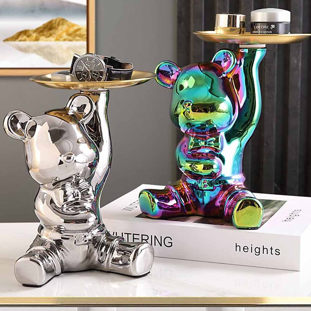 BB. Bear Decorativo Sentado Tornasol + Bandeja Alta