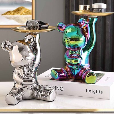 BB. Bear Decorativo Sentado Tornasol + Bandeja Alta