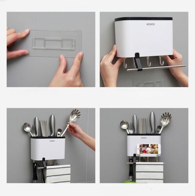 Organizador de Cubiertos con Ganchos sistema Adhesivo Línea Ecoco