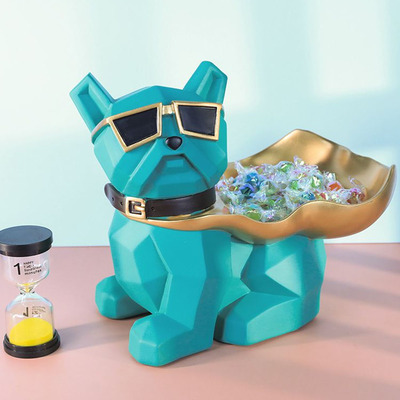 Mr. Dog Muscles Cool Turquesa de Resina Decoractivo - Capa Bandeja