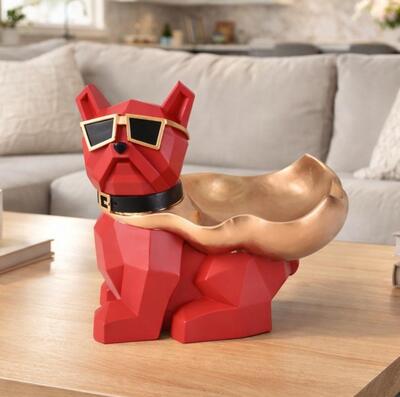 Mr. Dog Muscles Cool Rojo de Resina Decoractivo - Capa Bandeja