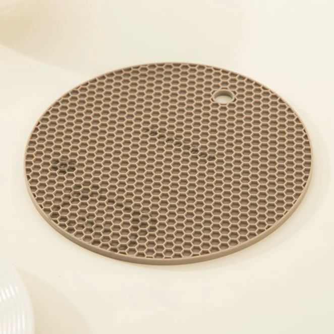 Almohadilla Posa Pava de Silicona - Cute Osito - Marrón - Diámetro 17 Cm