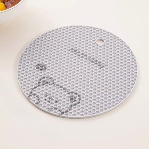 Almohadilla Posa Pava de Silicona - Conejito - Gris - Diámetro 17Cm