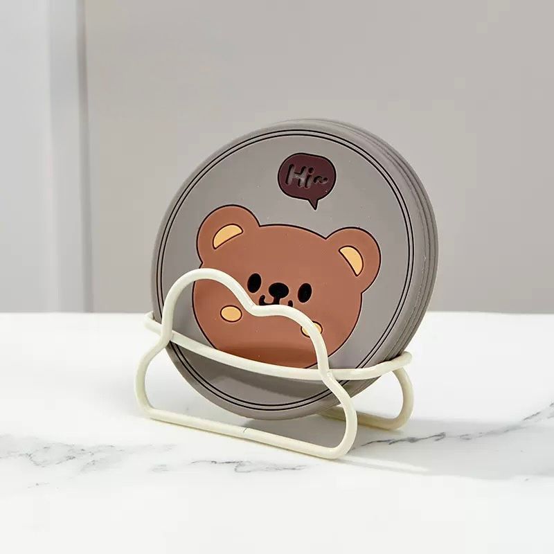 Set x 4 Posas Vasos de Silicona con Exhibidor Oso