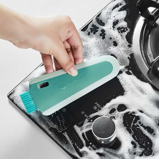 Cepillo Limpiador con Raspador de Silicona Verde
